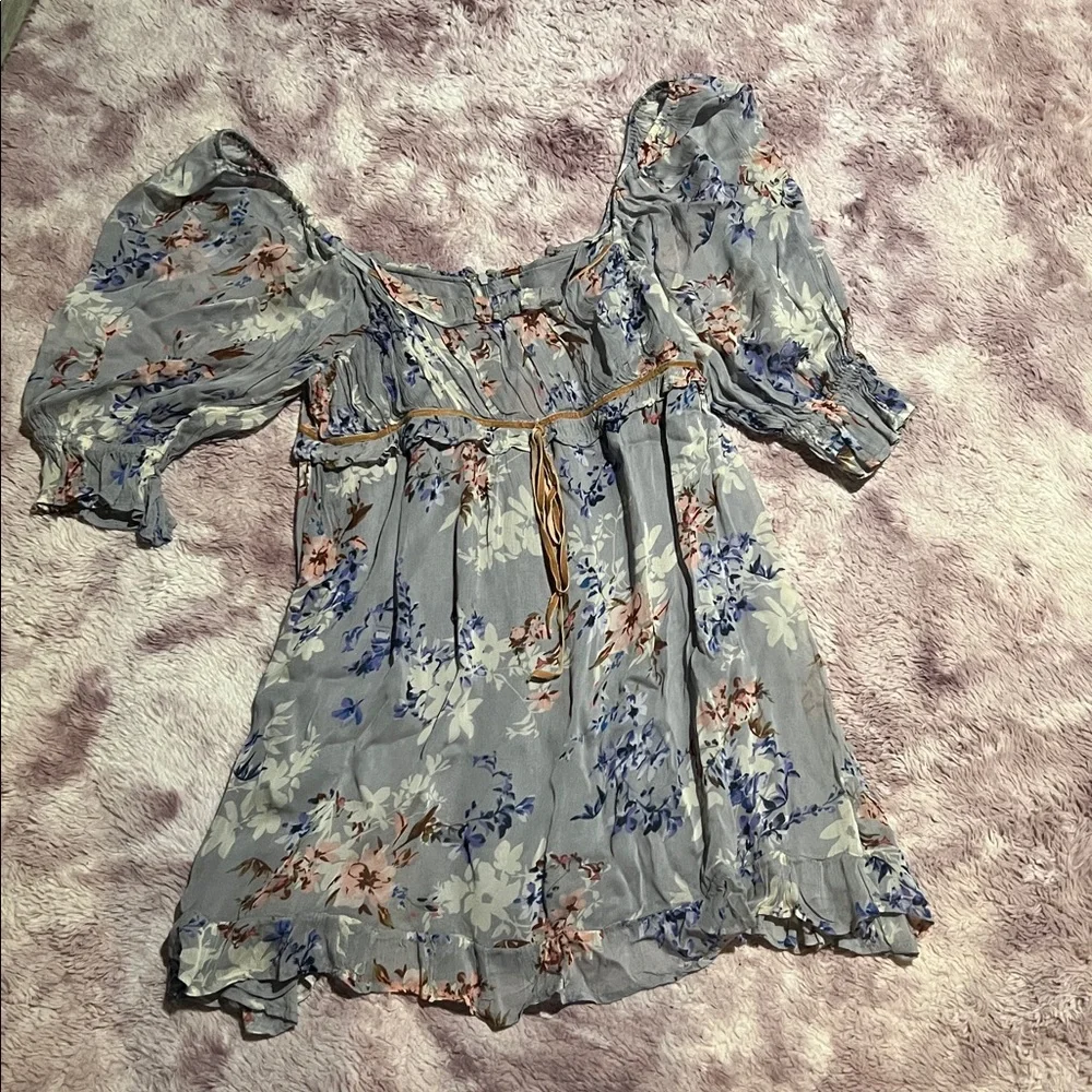 Free People Marney Mini Dress in Blue Combo - Picture 2 of 16